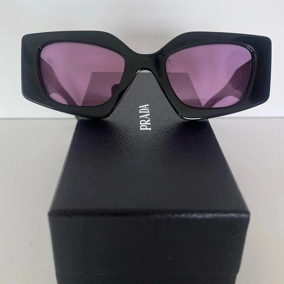 Prada Geometric Black Frame Violet Lens Women’s Sunglasses - Picture 2 of 8